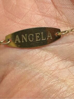Vintage 1980s Gold filled Engraved ID necklace  - "ANGELA”